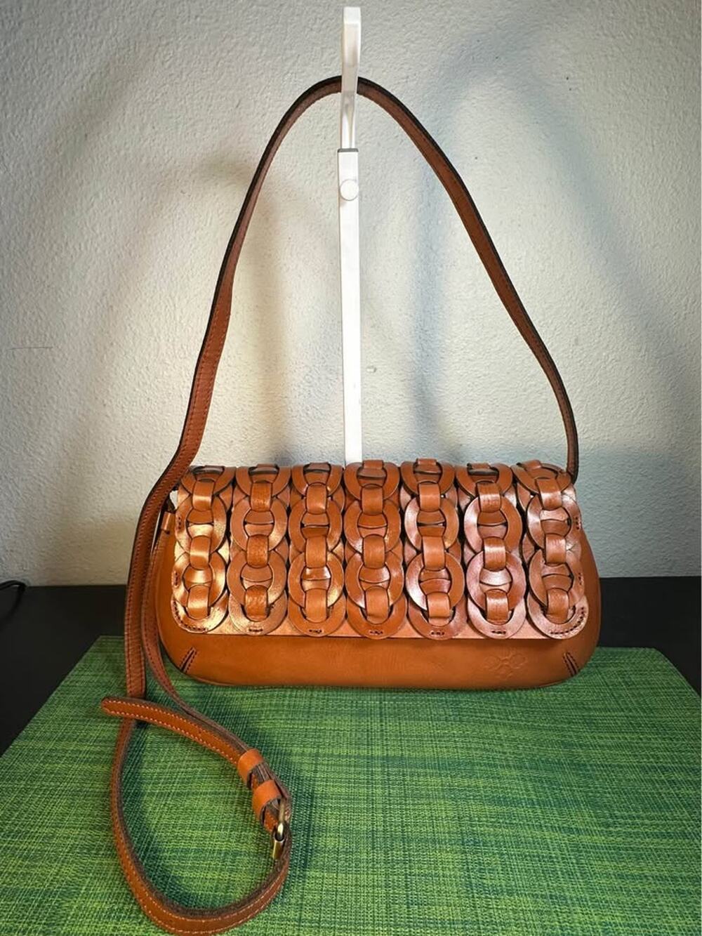 Patricia Nash "Baku" Leather Chain-Link Crossbody Clutch